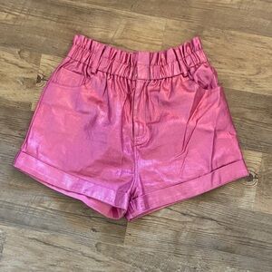 Fantastic Fawn Metallic Pink High-Waist Women’s Shorts